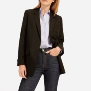 Everlane Cotton Linen Blazer, Black, Size 4